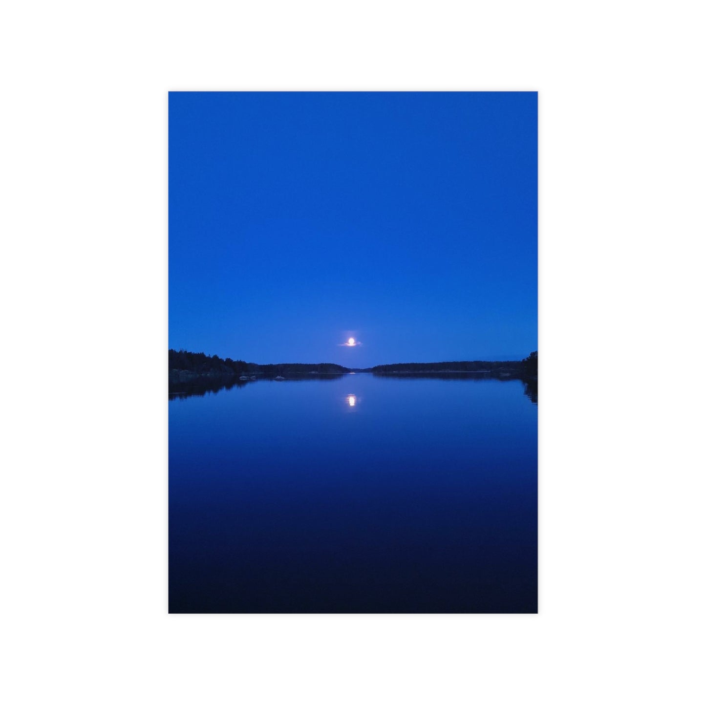 Poster - Tranquil Blue Moon Reflection Art